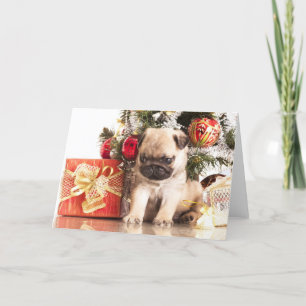 Mops- und Weihnachtsgeschenke Feiertagskarte