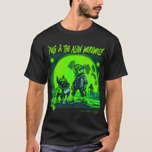 Mops und Werwolf Graffiti Kunst 10 T-Shirt (Vorderseite)