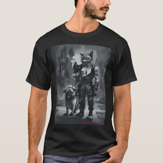 Mops und Werwolf Graffiti Kunst 5 T-Shirt (Vorderseite)