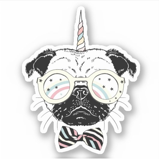 Mops Unicorn | einzigartig sein Aufkleber (Vorderseite)
