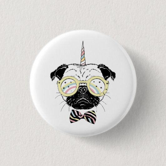 Mops Unicorn| einzigartig sein Button (Vorderseite)