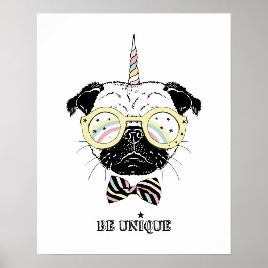Mops Unicorn | einzigartig sein Poster (Vorne)