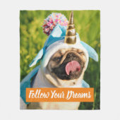 Mops Unicorn Fleecedecke (Vorderseite)
