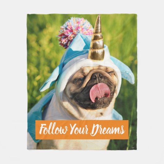 Mops Unicorn Fleecedecke (Vorderseite)