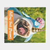 Mops Unicorn Fleecedecke (Vorderseite (Horizontal))