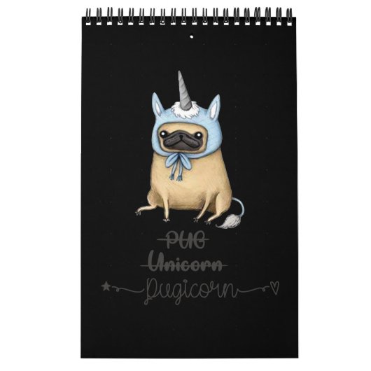 Mops unicorn gleich PUGICORN Kalender (Titelbild)