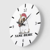 Mops Unicorn Große Wanduhr (Winkel)