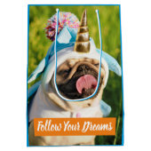 Mops Unicorn Mittlere Geschenktüte (Rückseite)