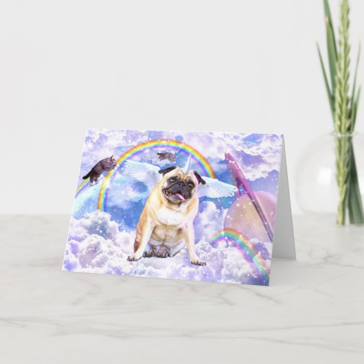 Mops unicorn - Niedliches Pugicorn Karte (Vorderseite)