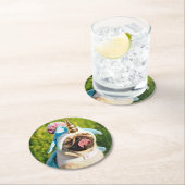 Mops Unicorn Runder Pappuntersetzer (Vor Ort)