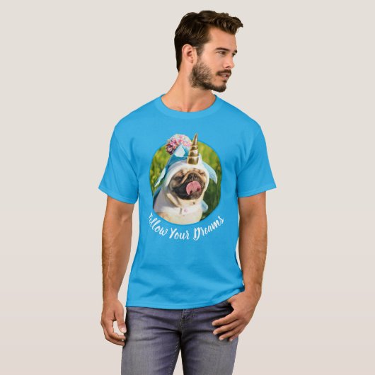 Mops Unicorn T-Shirt (Vorne ganz)