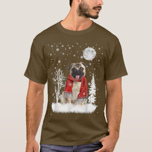 Mops unter Mondlicht Schnee Weihnachten Pajama T-Shirt
