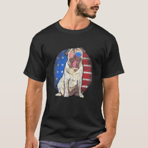 Mops USA-Flagge Sonnenbrille Vintage 4. Juli Möpse T-Shirt