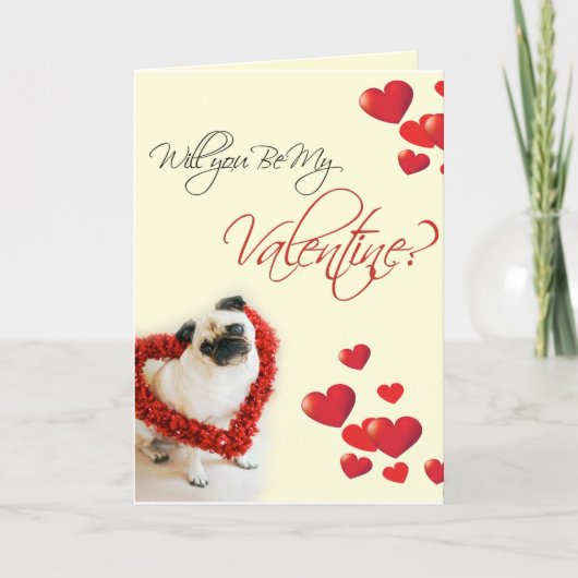 Mops Valentine Feiertagskarte (Vorderseite)