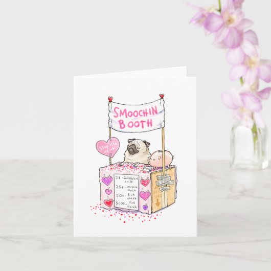 Mops Valentine-Karte von Smoochin' Booth Karte (Orchidee)