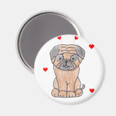 Mops Valentine Oars Magnet (Vorderseite/Rückseite)