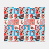 Mops Valentine Quilt Fleecedecke (Vorderseite (Horizontal))