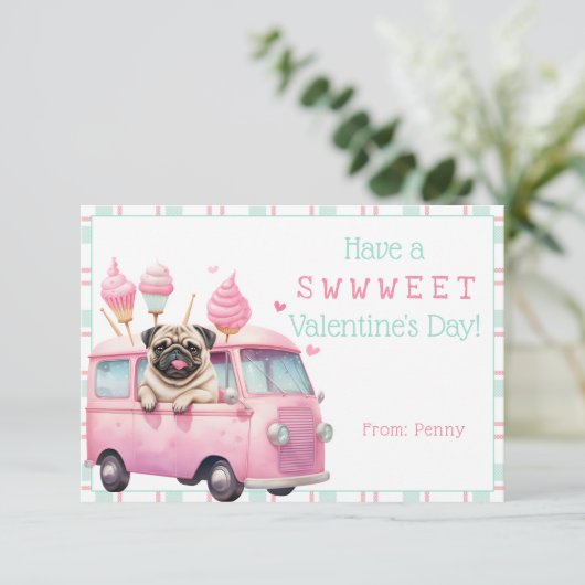 Mops Valentinstag Einladung (Stehend Vorderseite)