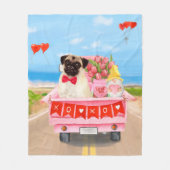 Mops Valentinstag Fleecedecke (Vorderseite)