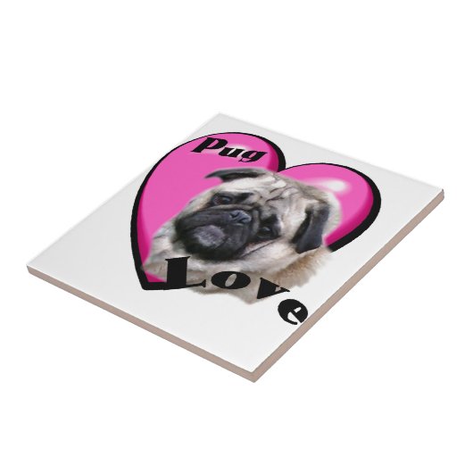 Mops Valentinstag Fliese (Seite)