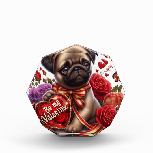 Mops Valentinstag Fotoblock (Vorderseite)