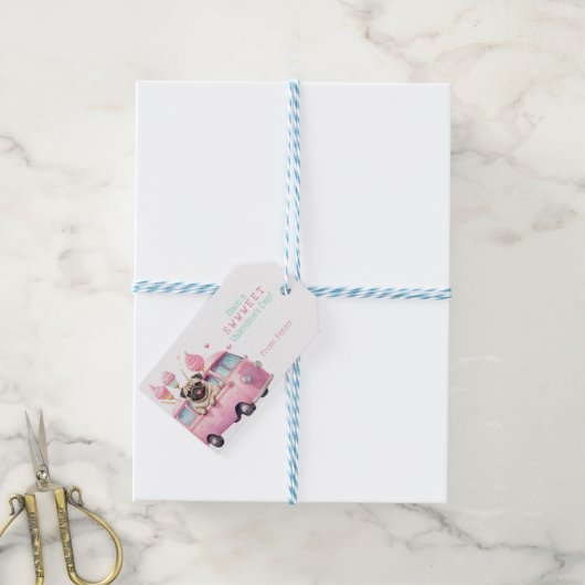 Mops Valentinstag Geschenkanhänger (Mit Garn)