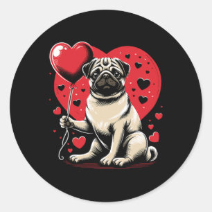 Mops Valentinstag Hundebesitzer Valentinstag Runder Aufkleber