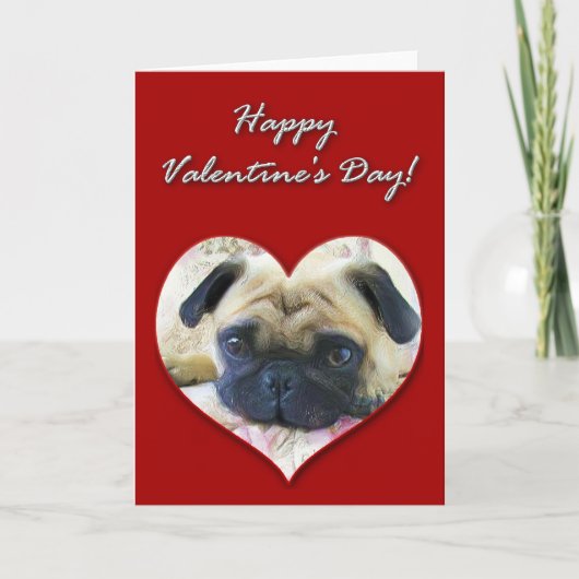 Mops-Valentinstag-Karte Feiertagskarte (Vorderseite)