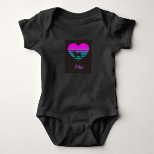 Mops Vaporwave Heart Mops Hund Lover Geschenk Baby Strampler