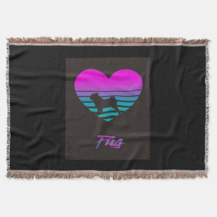 Mops Vaporwave Herz Mops Dog Lover Geschenk Decke