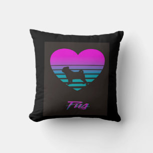 Mops Vaporwave Herz Mops Dog Lover Geschenk Kissen