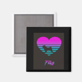 Mops Vaporwave Herz Mops Dog Lover Geschenk Magnet (Vorderseite/Rückseite)