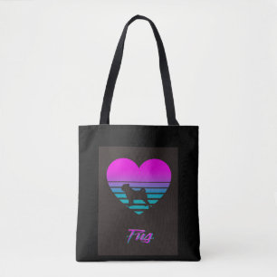 Mops Vaporwave Herz Mops Dog Lover Geschenk Tasche