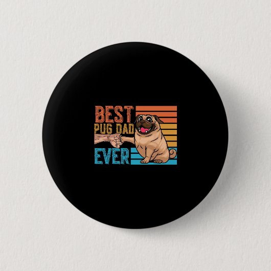 Mops Vater Ever Vatertag Papa Mops Button (Vorderseite)