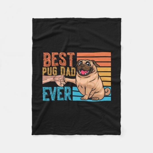 Mops Vater Ever Vatertag Papa Mops Fleecedecke (Vorderseite)