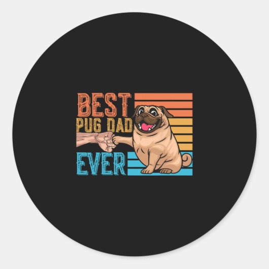 Mops Vater Ever Vatertag Papa Mops Runder Aufkleber (Vorderseite)