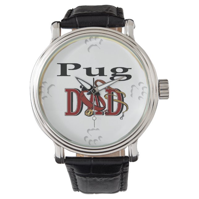 Mops Vater Geschenke Armbanduhr (Vorderseite)