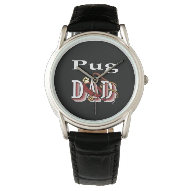 Mops Vater Geschenke Armbanduhr (Vorderseite)