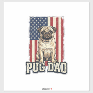 Mops-Vater Patriotisches Vintage-Gravur-Hunde-Shir Aufkleber