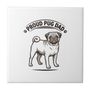 Mops-Vater-Shirt Vintage-Gravur-Hunde-Vater-Design Fliese