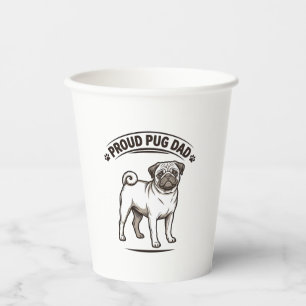 Mops-Vater-Shirt Vintage-Gravur-Hunde-Vater-Design Pappbecher
