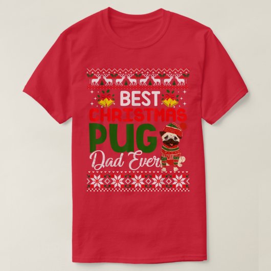 Mops Vater Weihnachten Funny Ugly Xmas Sweater T-Shirt (Design vorne)