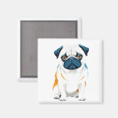 Mops Vector Art mit lebhaften Farben Magnet (Vorderseite/Rückseite)