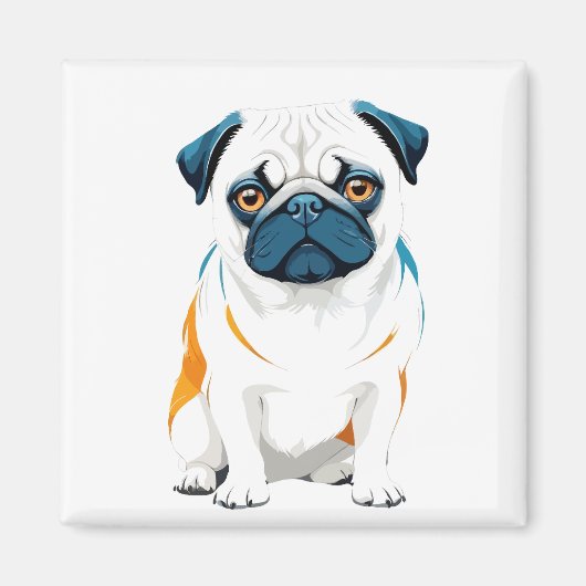 Mops Vector Art mit lebhaften Farben Magnet (Vorne)