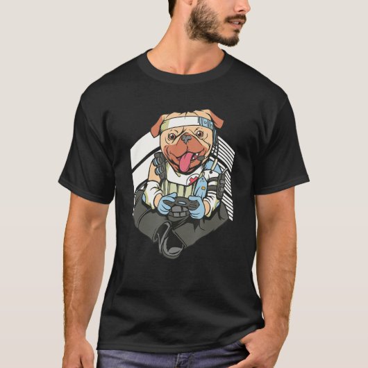 Mops-Videospiele T-Shirt (Vorderseite)