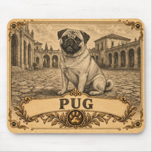 Mops, Vintage Heritage Dog Mousepad