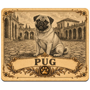 Mops, Vintage Heritage Dog Mousepad