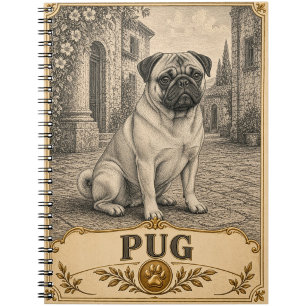 Mops, Vintage-Heritage-Hund Notizblock
