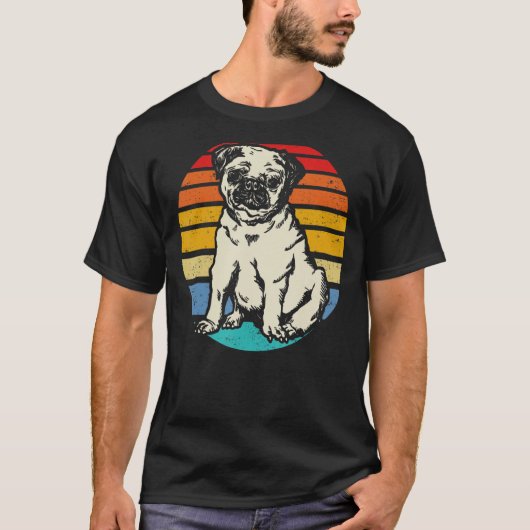 Mops Vintage Stilidee T-Shirt (Vorderseite)