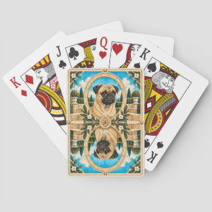 Mops, Vintage-Wasserfarben-Hunde-Kunst Spielkarten